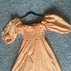 Orange Puff Sleeve Dress